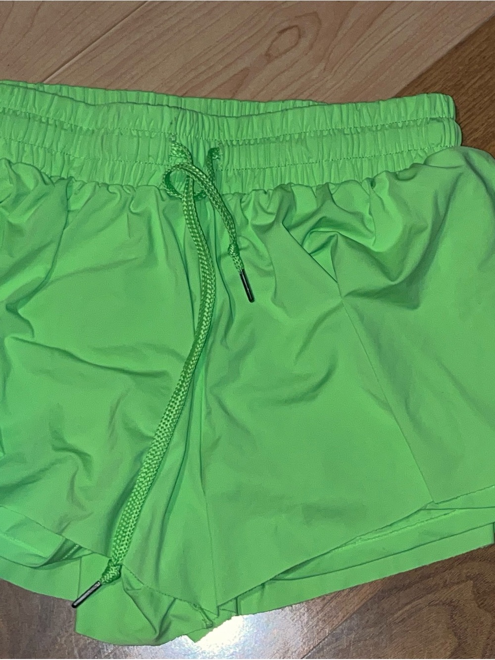 Neon Green Drawstring Athletic Shorts
